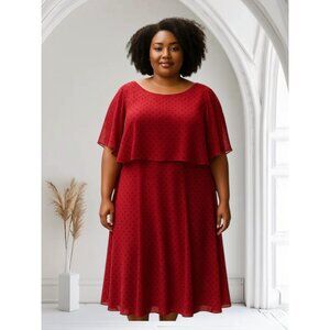 NEW Danny & Nicole Womens Red Polka Dot Elegant Dress 24W Plus Size Sleeveless
